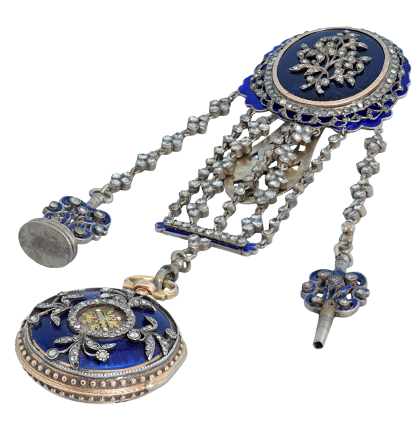 Diamond Set Verge Watch and Chatelaine - image 1