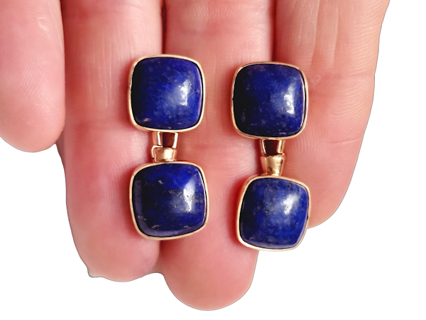 Pair of antique Lapis-Lazuli cushion shaped gold cufflinks SKU: 7852 DBGEMS - image 1