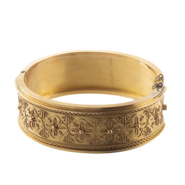 Etruscan Revival Gold Bangle - image 1