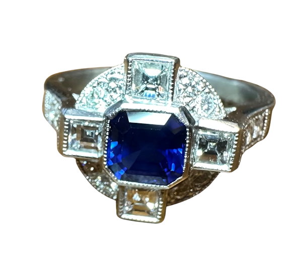 An important art-deco Sapphire & Diamond ring - image 1