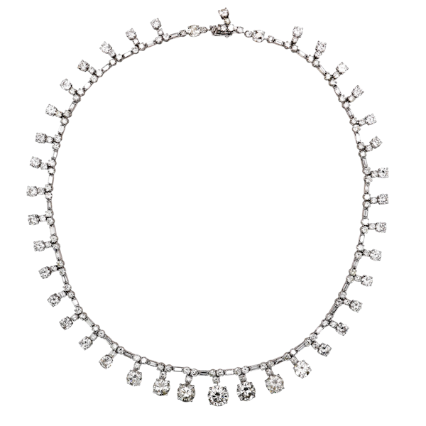 Vintage French Diamond and Platinum Riviére Necklace, 37.84 Carats, Circa 1950 - image 1