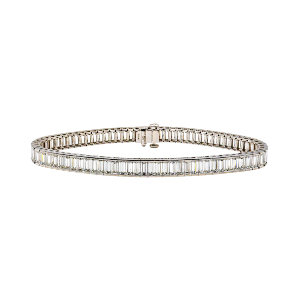 Modern Baguette Cut Diamond and Platinum Line Bracelet, 11.46ct - image 1