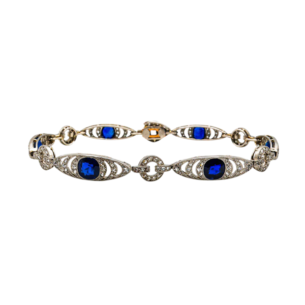 French Belle Époque Thibault & Jolivot Sapphire Diamond and Platinum Bracelet, Circa 1910 - image 1