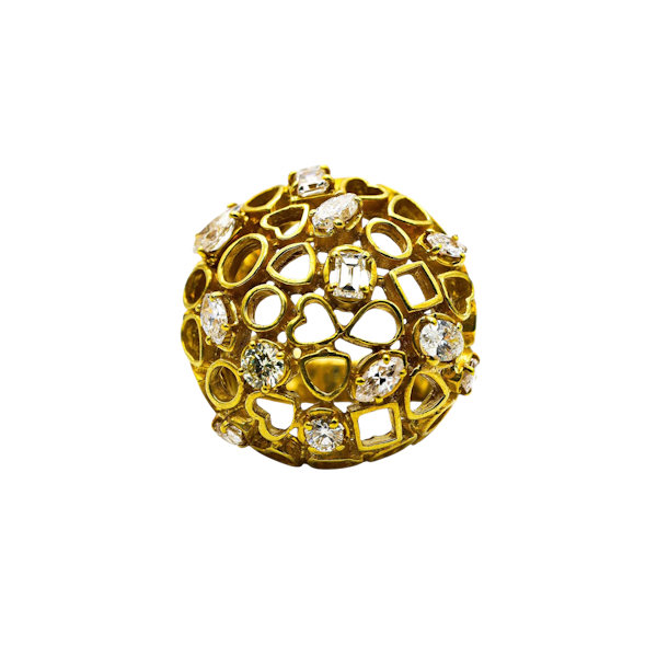 Vintage Andrew Grima Diamond and Gold Bombé Ring, 1969 - image 1