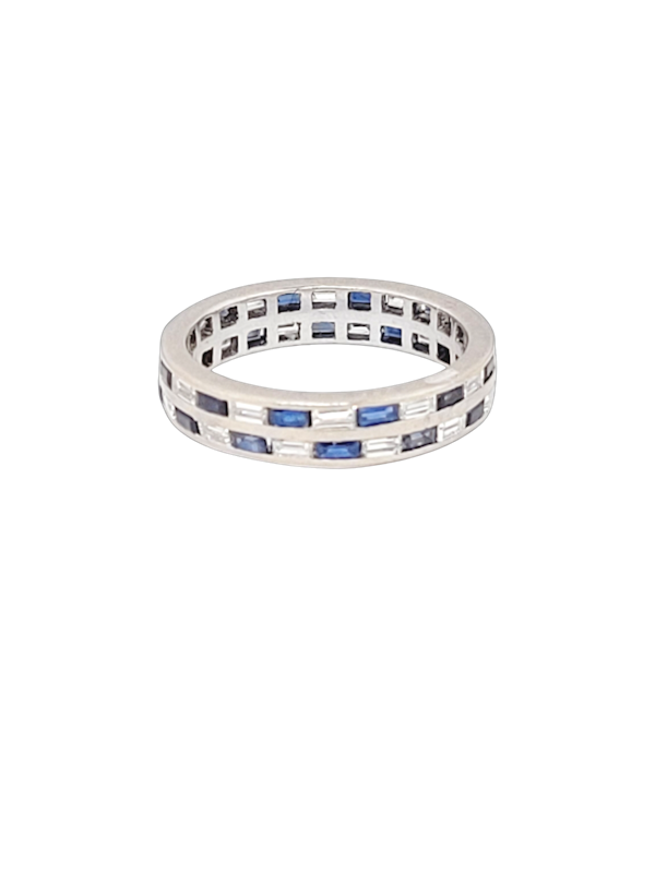 Art deco Two row sapphire and diamond chequer board eternity ring SKU: 7854 DBGEMS - image 1