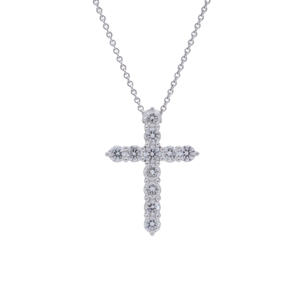 GRAFF 18kt white gold diamond cross pendant necklace - image 1