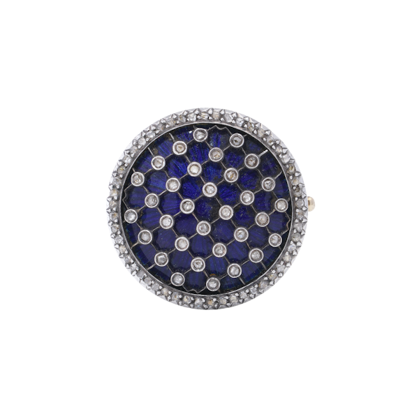 Brooch Victorian 18kt gold and silver enamel diamond brooch - image 1