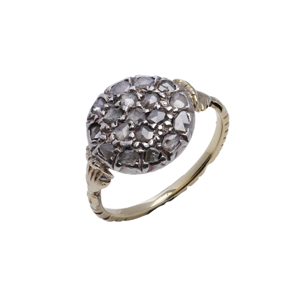 Victorian 15kt Gold and Silver  Diamond Cluster Ring - image 1