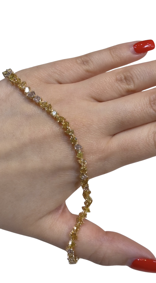 Stunning Fancy colors pink & yellow diamond tennis bracelet - image 1