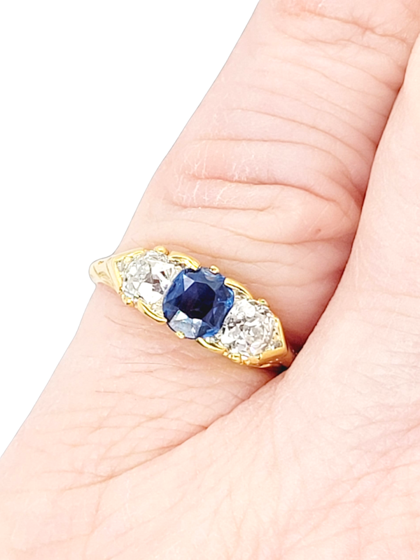 Victorian sapphire and chunky old mine cut diamond engagement ring SKU: 7880 DBGEMS - image 1