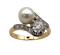 Edwardian diamond and pearl crossover ring - image 1