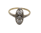 Edwardian lozenge shape 3 stone diamond ring with diamond shoulders - image 1