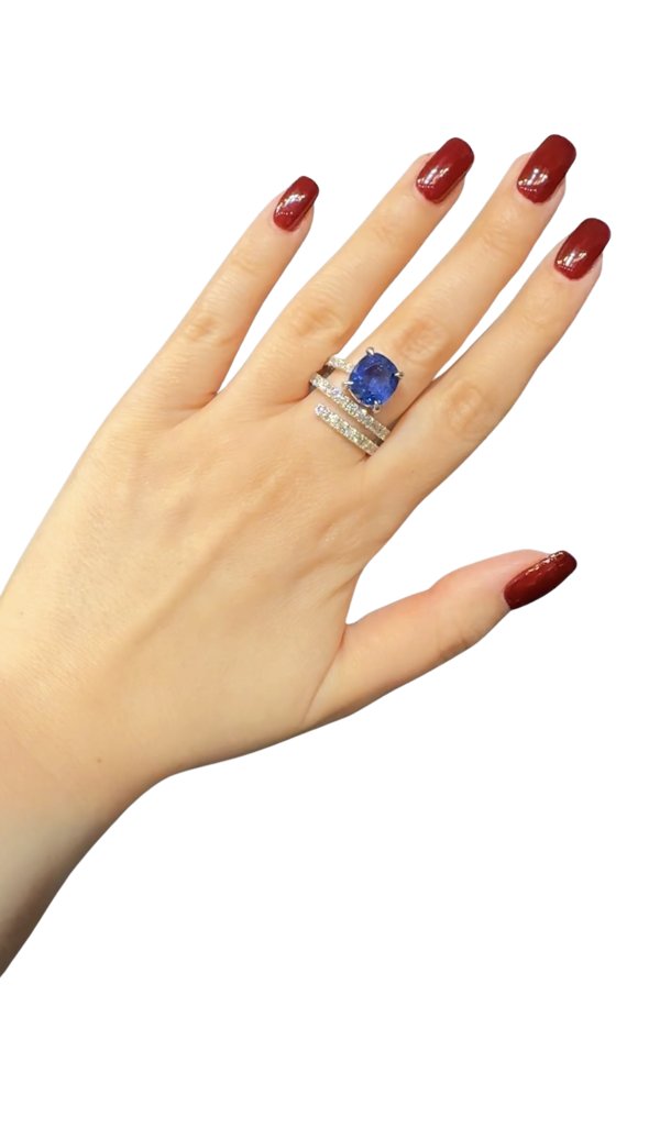 4.78ct. Blue ceylon sapphire & diamond spiral ring - image 5