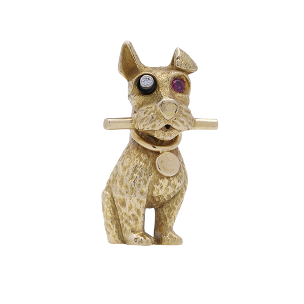 Cartier 18kt Gold Schnauzer Brooch - image 1