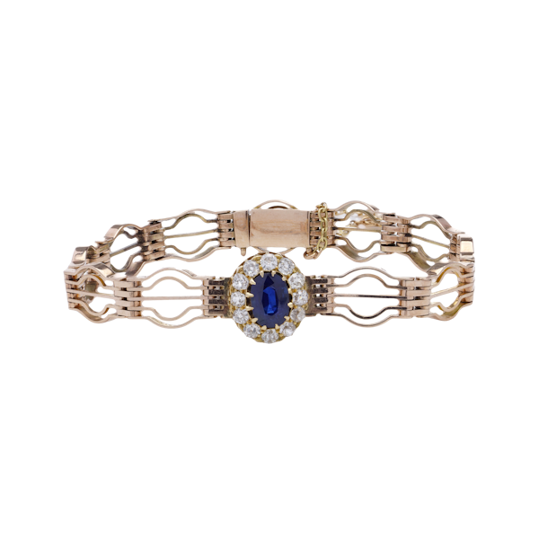 Victorian 9kt Rose Gold Sapphire and Diamond Bracelet - image 1