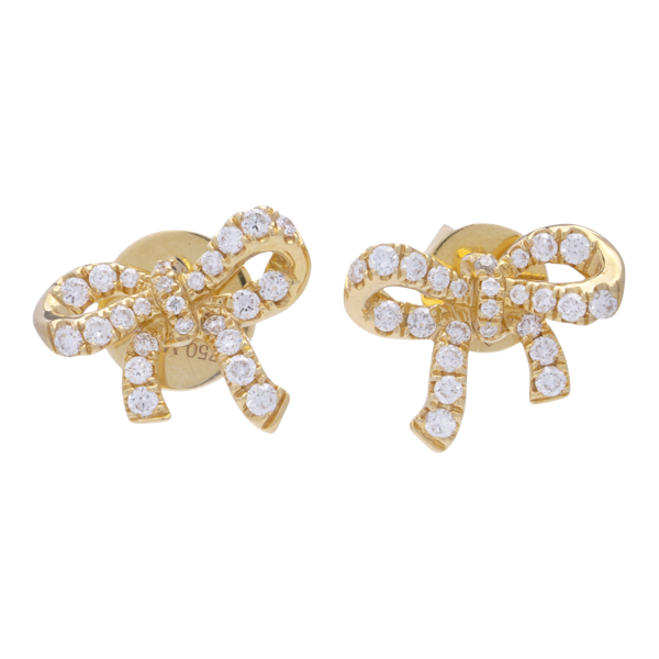 Mimi 18kt Gold Diamond Bow Earrings - image 1