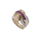 Retro 18K Gold Ring with Natural Rubies and Diamonds - image 1