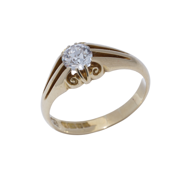 18kt Gold English Gypsy Diamond Ring - image 1