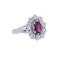 Vintage French 18kt Gold Ruby and Diamond Cluster Ring - image 1