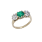 Antique 18kt Gold Three-Stone Ring with Emerald and Diamonds - image 1