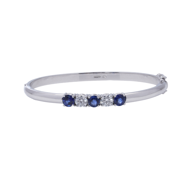 Platinum Bangle with Sapphires and Diamonds - image 1