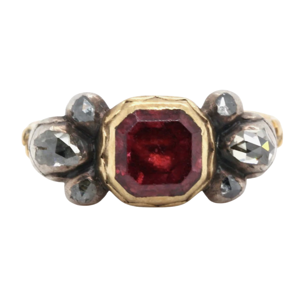 17th Century Garnet and Rose Cut Diamond Ring - Charlotte Sayers - image 1