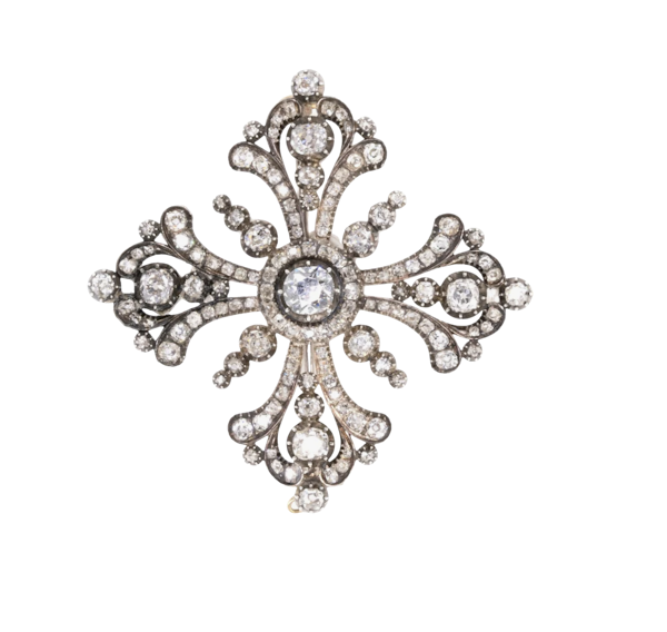 Victorian Diamond Maltese Cross Brooch - Charlotte Sayers - image 1