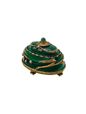 Faberge silver gilt and malachite bell push, Moscow, c.1890s.