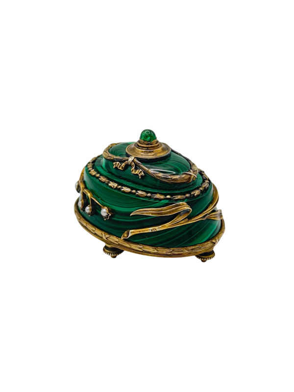 Faberge silver gilt and malachite bell push, Moscow, c.1890s. - image 1