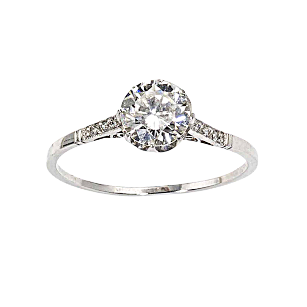 Edwardian Style Diamond and Platinum Solitaire Ring, 0.87 Carat - image 2