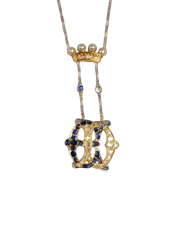 Antique Marchioness sapphire and diamond wedding pendant SKU: 7913 DBGEMS - image 1