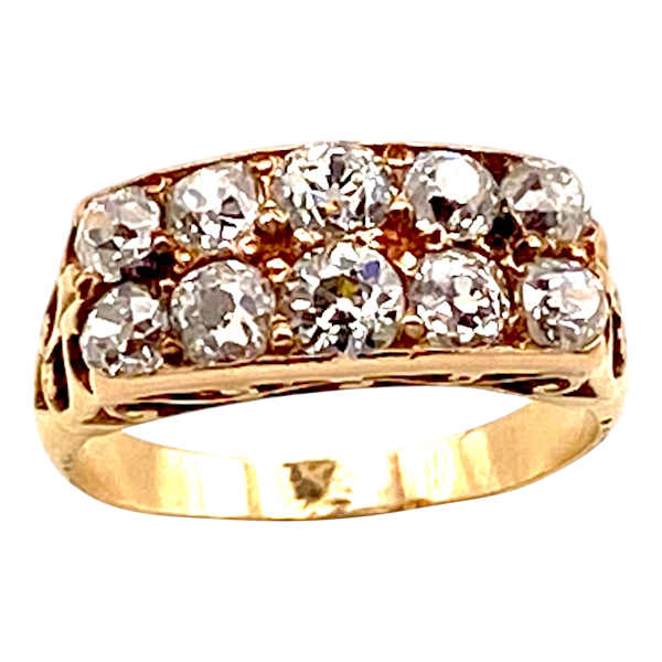 Antique two row diamond across the finger ring - image 4