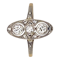 Edwardian lozenge shape 3 stone diamond ring with diamond shoulders - image 1