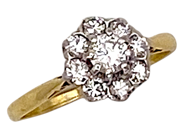 Antique diamond cluster ring in 18ct. gold and platinum - image 1