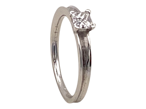 Retro radiant cut diamond solitaire ring