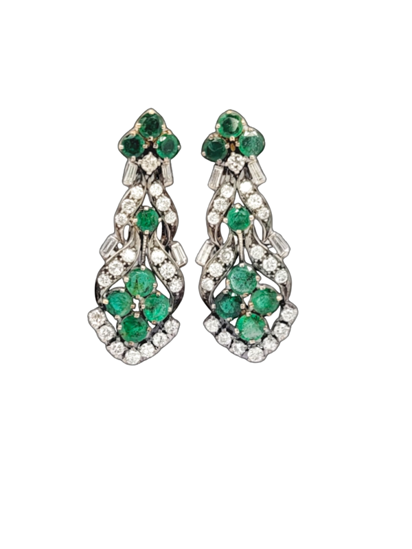 Vintage Emerald and diamond drop earrings SKU: 7924 DBGEMS - image 1