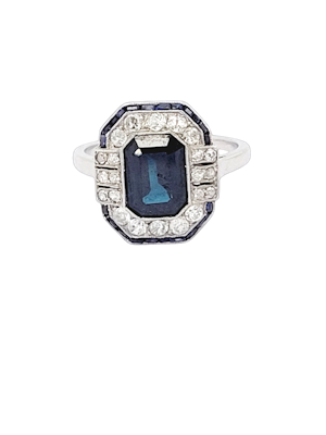 Art deco sapphire and diamond engagement ring SKU: 7923 DBGEMS