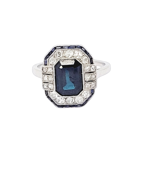 Art deco sapphire and diamond engagement ring SKU: 7923 DBGEMS - image 1