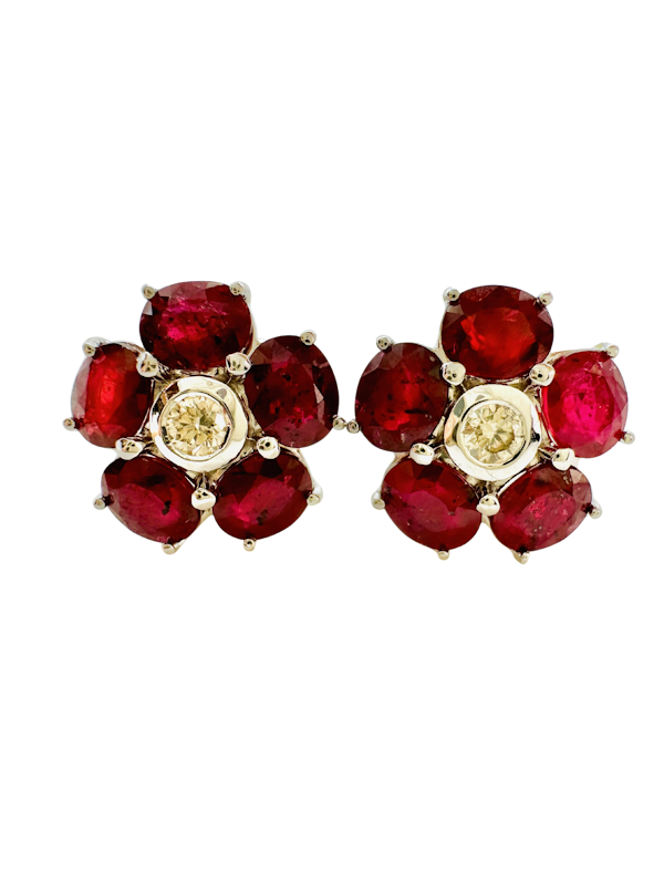 5.23cts Natural Burma Ruby & Diamond Earrings - image 7