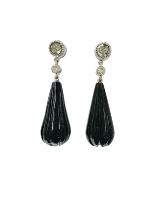Vintage, Diamond & Black Onyx Earrings