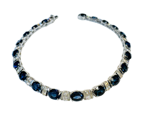 Tennis Bracelet. Blue Sapphire & Diamond.