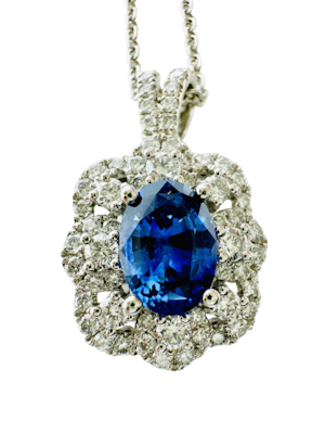 Blue Sapphire & Diamond Necklace.