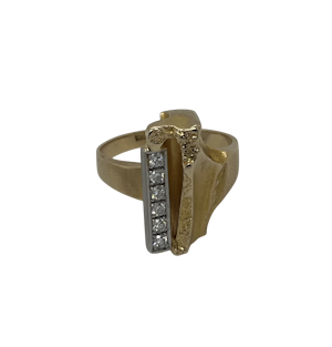 Bjorn Weckstrom 18ct yellow gold organic sculptural diamond ring. Mark Constable Unit 301