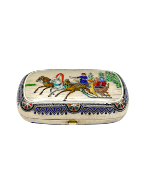 Russian silver and champleve enamel cigarette case, St Petersburg, c.1880s.