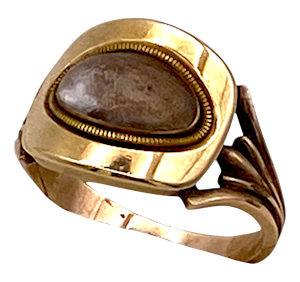 Georgian gold and pleated hair memorial/mourning ring