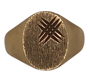Heavy 9 ct. gold oval signet ring
