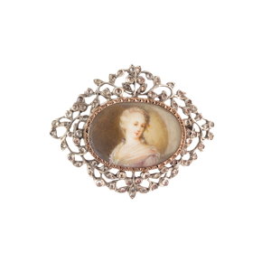 Rococo Portrait Miniature Brooch | French c.1780 | Later Georgian Silver & Paste Mount c.1800