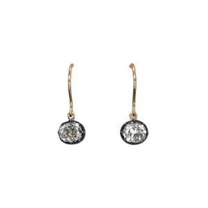 Modern Diamond and Silver Upon Gold Drop Earrings, 1.44 Carats