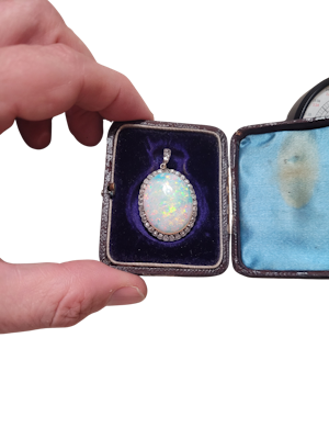 Antique opal and diamond cluster pendant SKU: 8116 DBGEMS