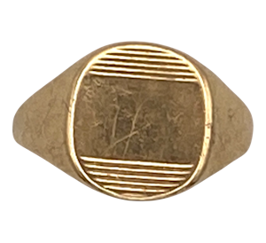 Vintage 9 ct. gold signet ring with engraved top